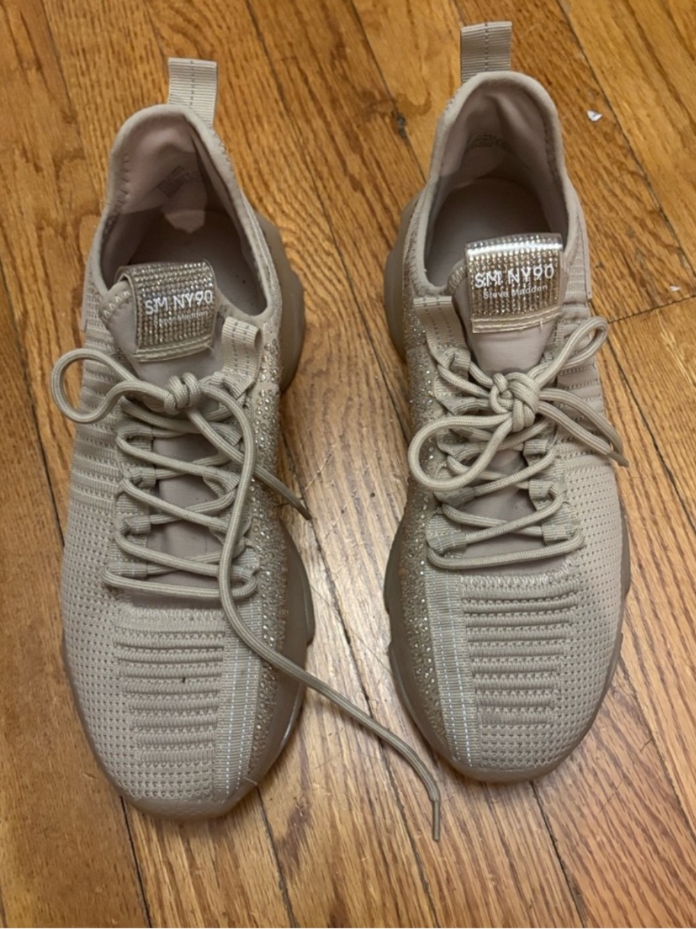 NWOT Steve Madden Beige Knit Lace-Up Sneakers